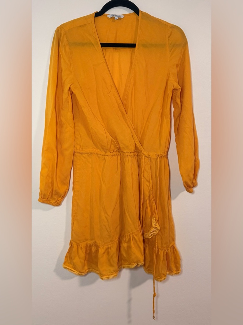 Blue Island Beach Cover Up Dress Orange Crochet Trim Beach Size XS